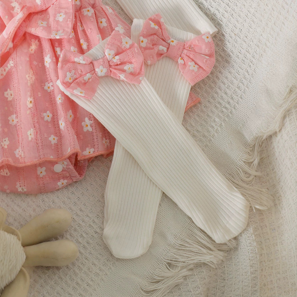 Floral Bowknot Ensemble de robes à une pièce pour filles
