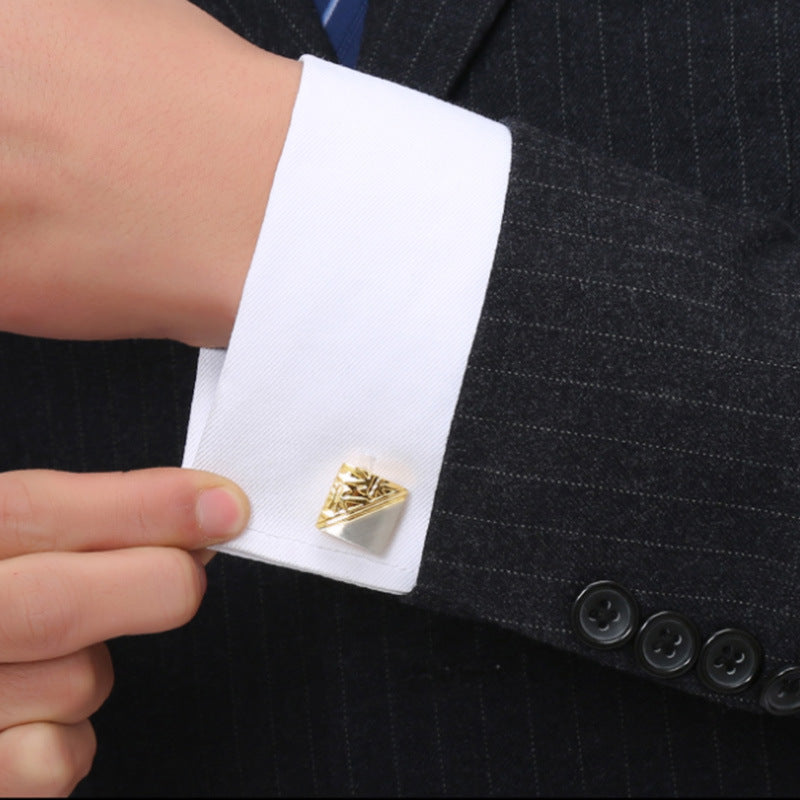Pattern carré Or et Argent Boutons en métal en cuivre pur à deux tons