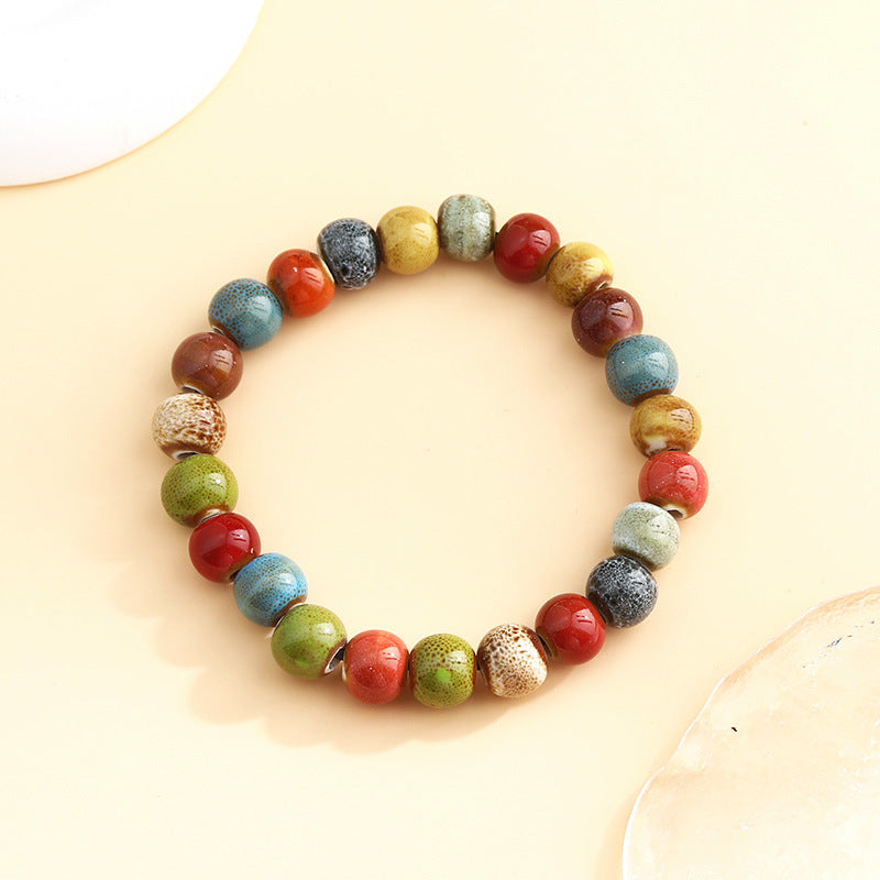 Rétro Scenery Dezhou Ceramic Bracelet Student Literary Ethnic Style National Tendance Perlée