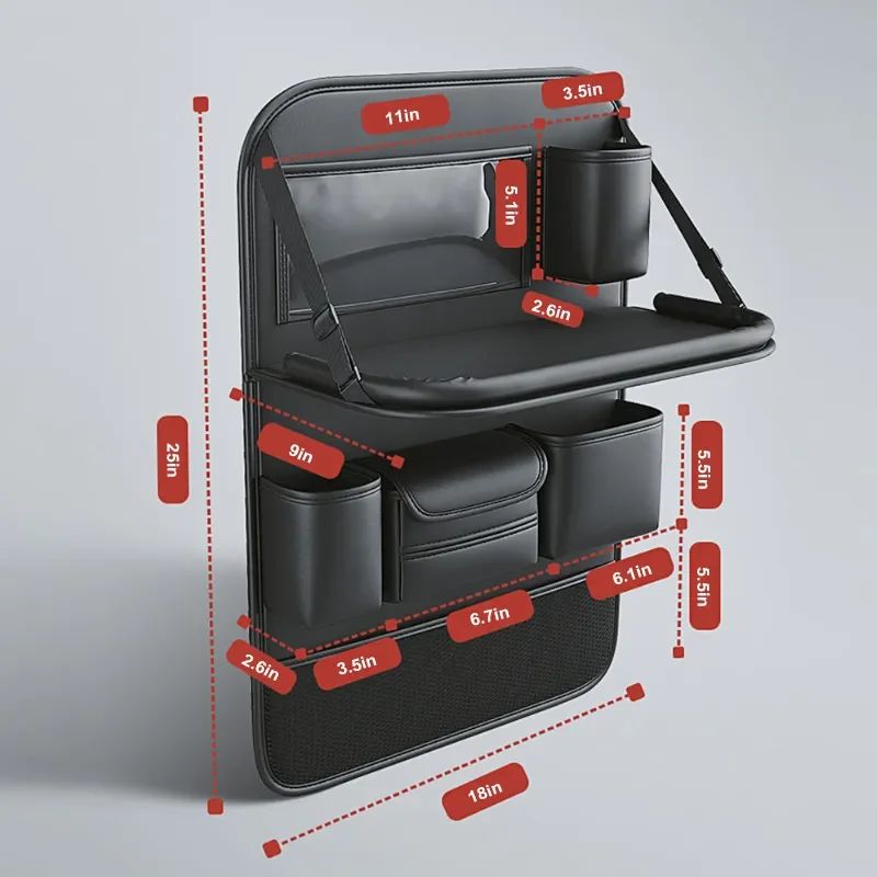 Sac de rangement de siège de voiture Siège arrière automatique Organisateur arrière avec plateau de table pliable PU Tab en cuir