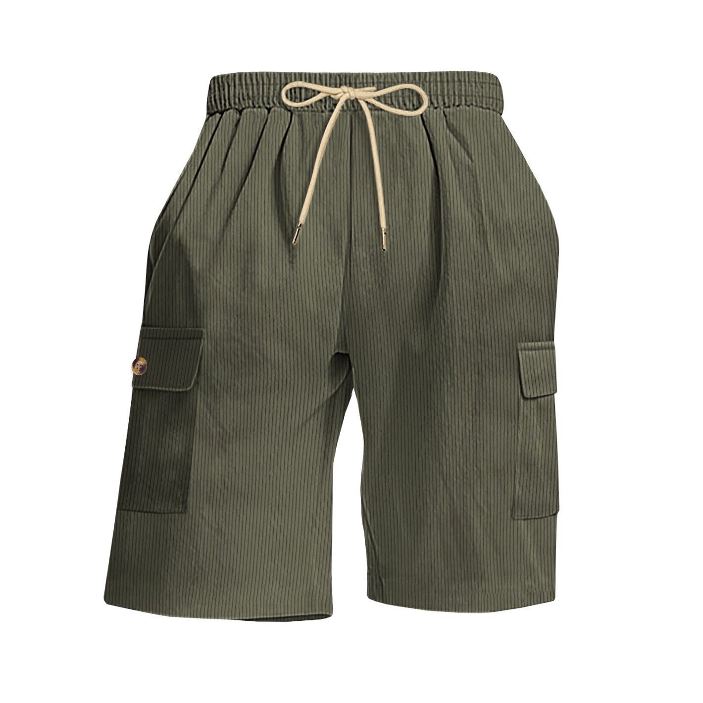 Été Corduroy Multi-Pocket Cinq points Short sport homme Dentelle-Up Casual Voiture de couleur solide