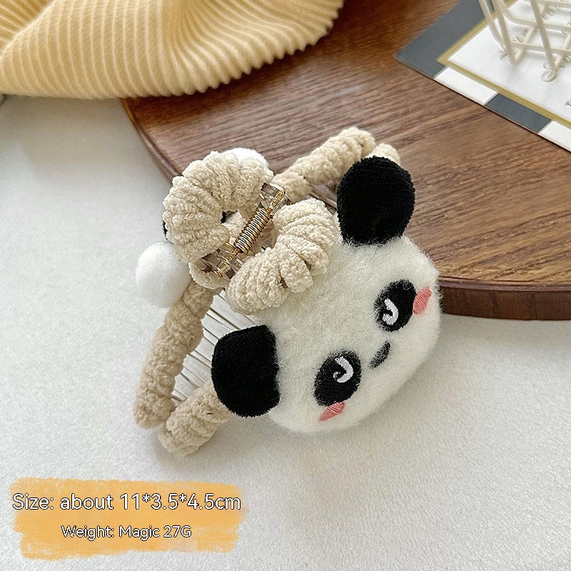 Caricature jeune fille Panda Grip mignon Bandeau à poupée tridimensionnelle pour enfants