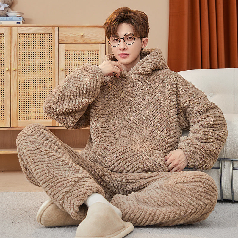 Flannel pour hommes peut être déchiré à l'extérieur Casual vêtements de maison Coral polaire costume