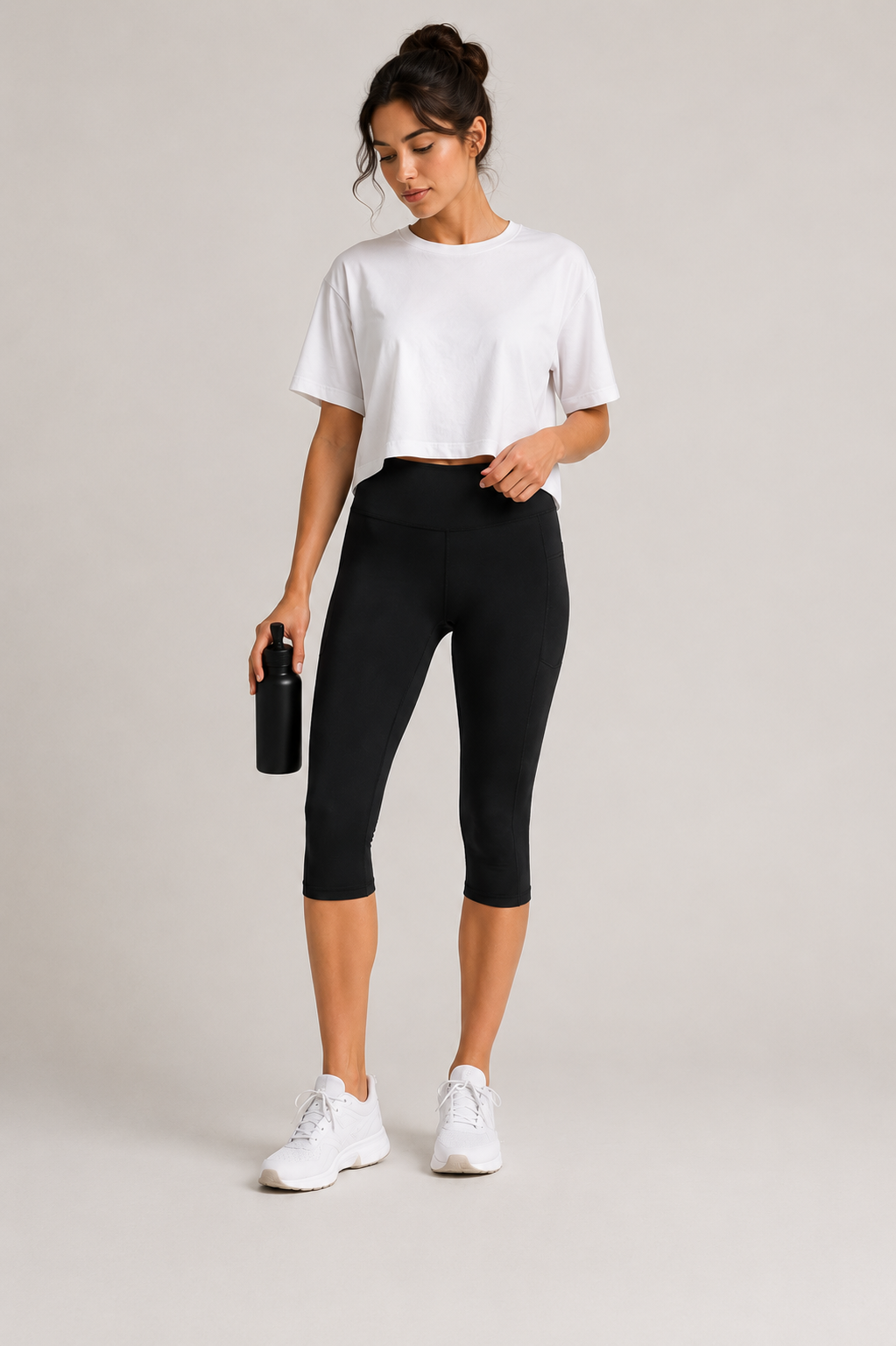 Leggings Capri haute taille pour femmes avec pantalons actifs extensibles de poche latérale