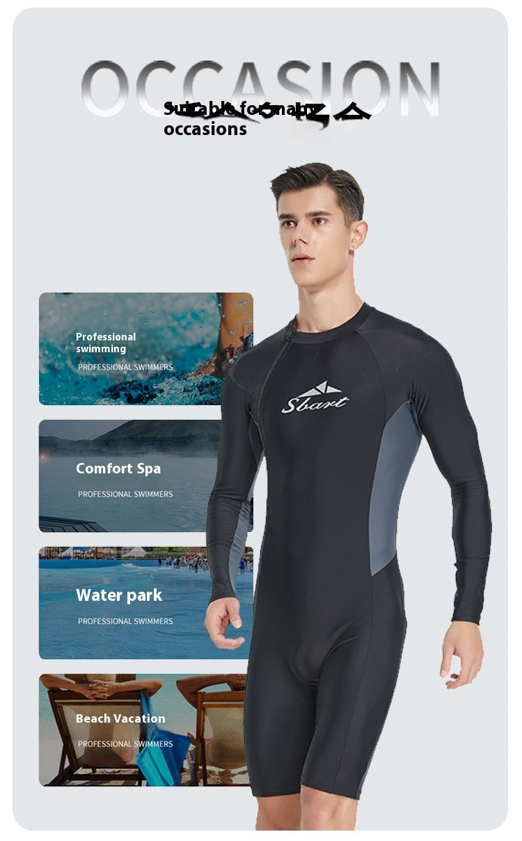 Une pièce de maillot de bain homme Tight Long Sleeve Sun Protection Séchage rapide