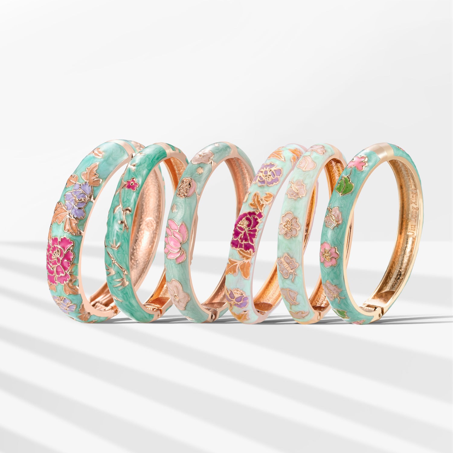 Dai Li Style Ethnique Green Series Bracelet Fleur Style Chinois Bracelet Peony Enamel Drop