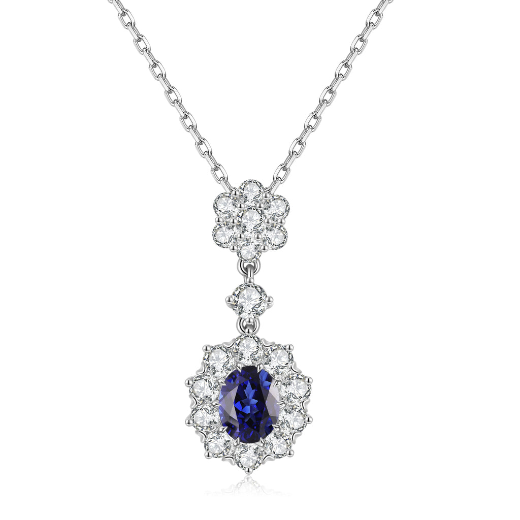 S925 Argent 6.3g Collier de pierre gemme créé en laboratoire