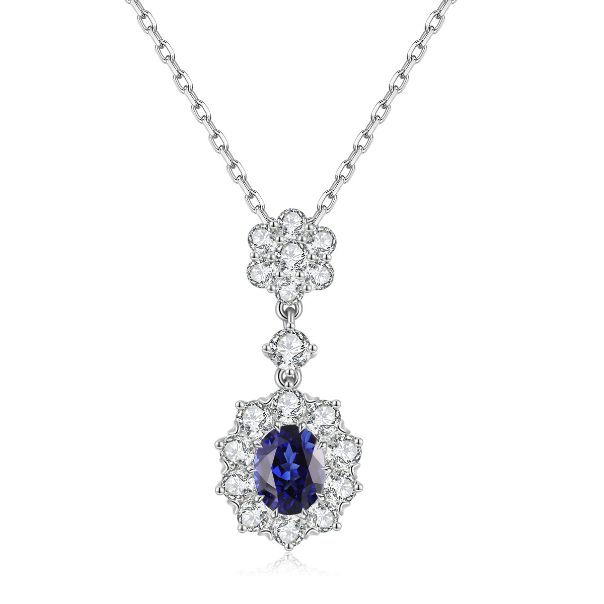S925 Argent 6.3g Collier de pierre gemme créé en laboratoire