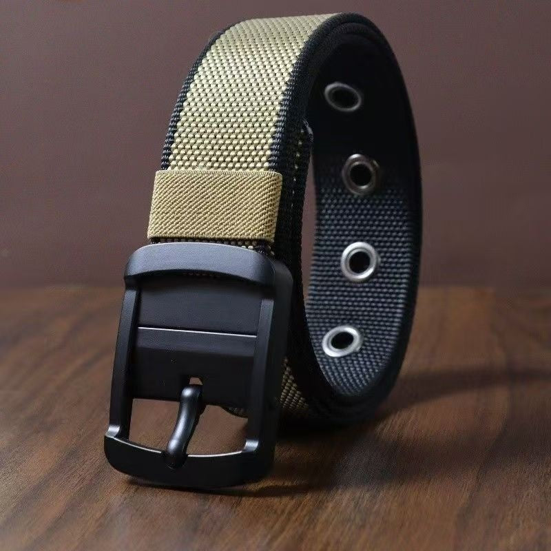 Ceinture de nylon rotative pour hommes avec boucle d'épingle double face