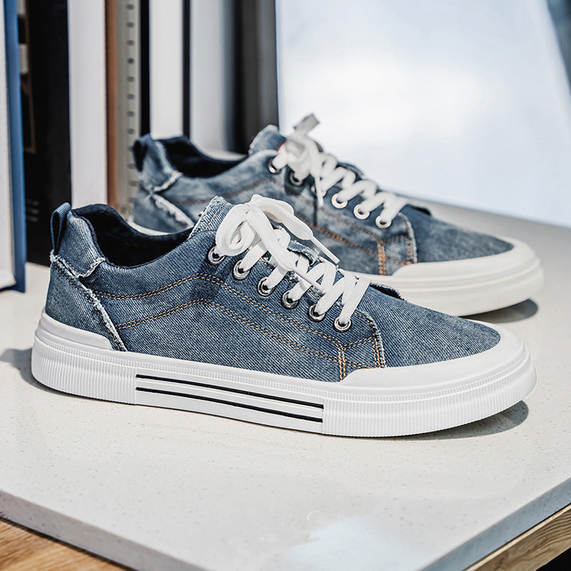 Homme style coréen Fashion Plus Taille Low-top Denim Casual Sneakers entièrement appariés
