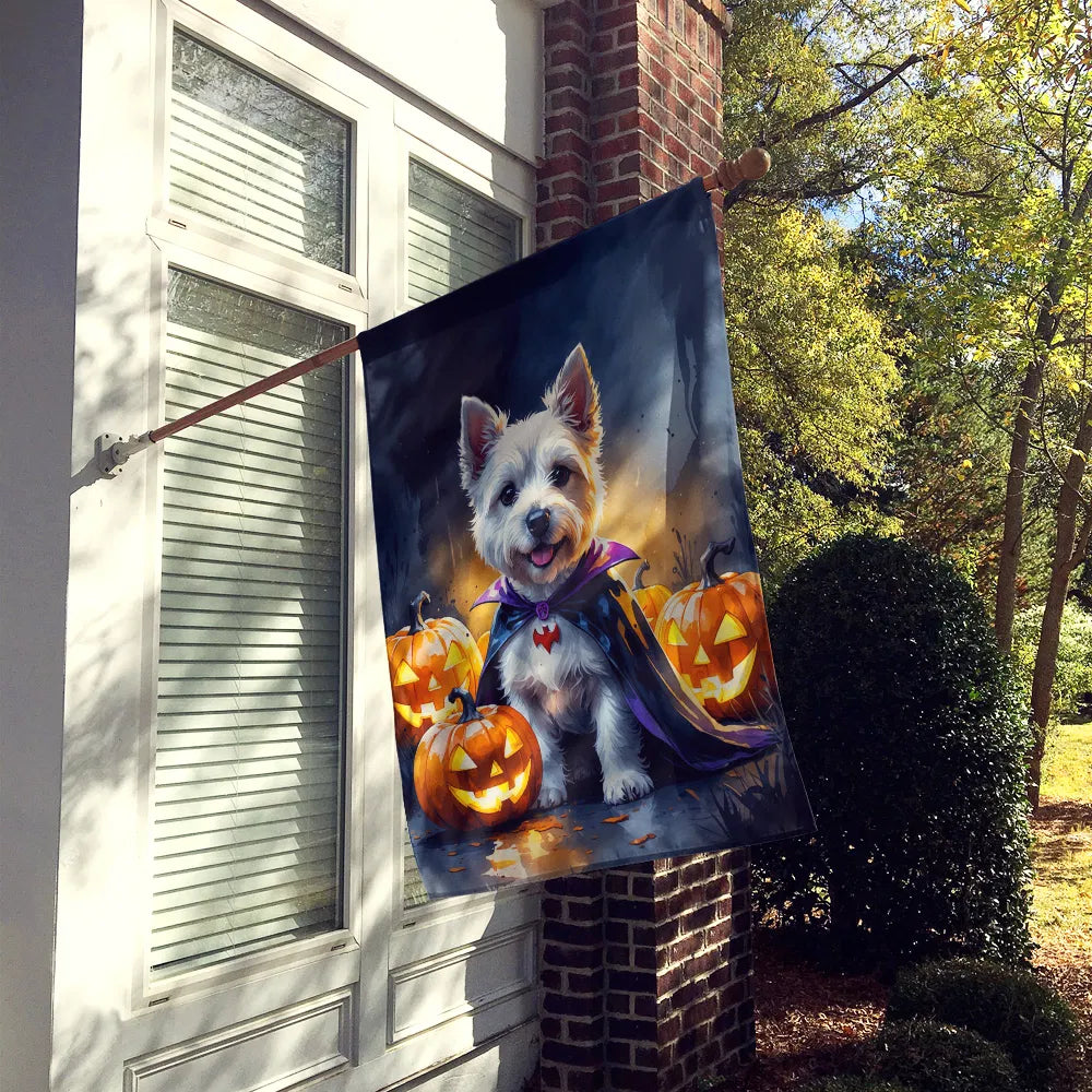 Westie Spanie Puppy Maison d'Halloween Drapeau Grand Porc Manches Pole décoratif à l'extérieur