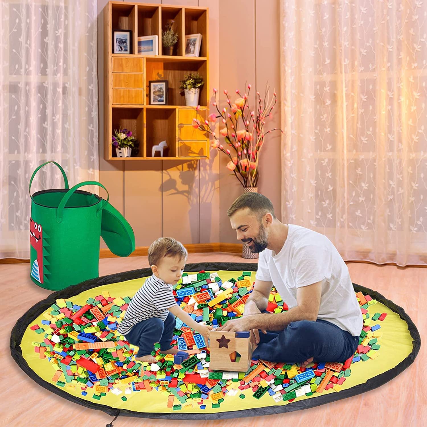 Sac de rangement feutre Toy Play Mat 2 en 1 Pull Rope