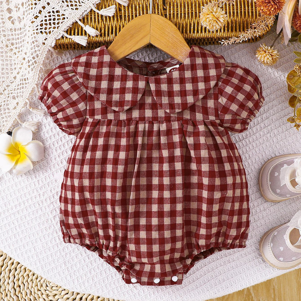 Filles Plaid Blouse d'été avec un collier turn-down pour les bébés