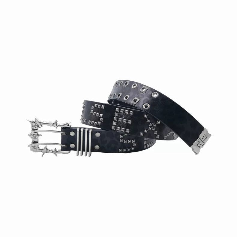 Ceinture en cuir à double needle Punk Buckle Street