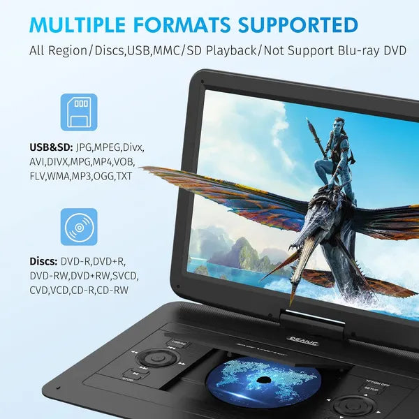 Lecteur DVD portable de 17.9" avec écran pivotant HD de 15.6"