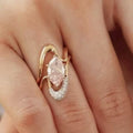 S925 Argent plaqué or 2ct Marquise Moissanite Ensemble de mariage 6x12mm D Couleur VVS1 Wave Wrap C