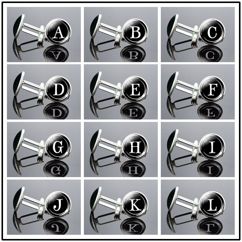 26 Lettre anglaise Cufflinks Metal Time Gem