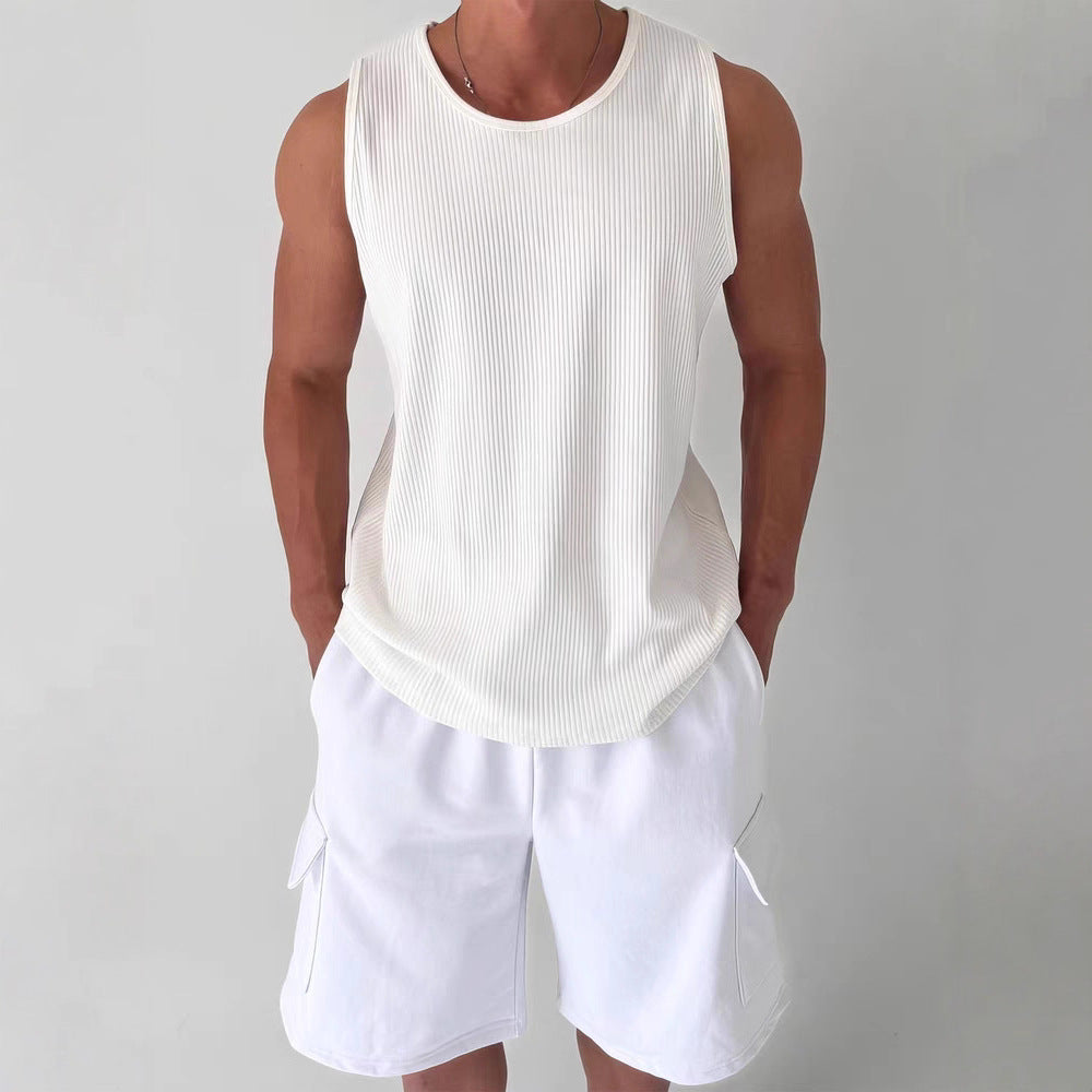 Hommes Veste U-neck style américain de couleur solide