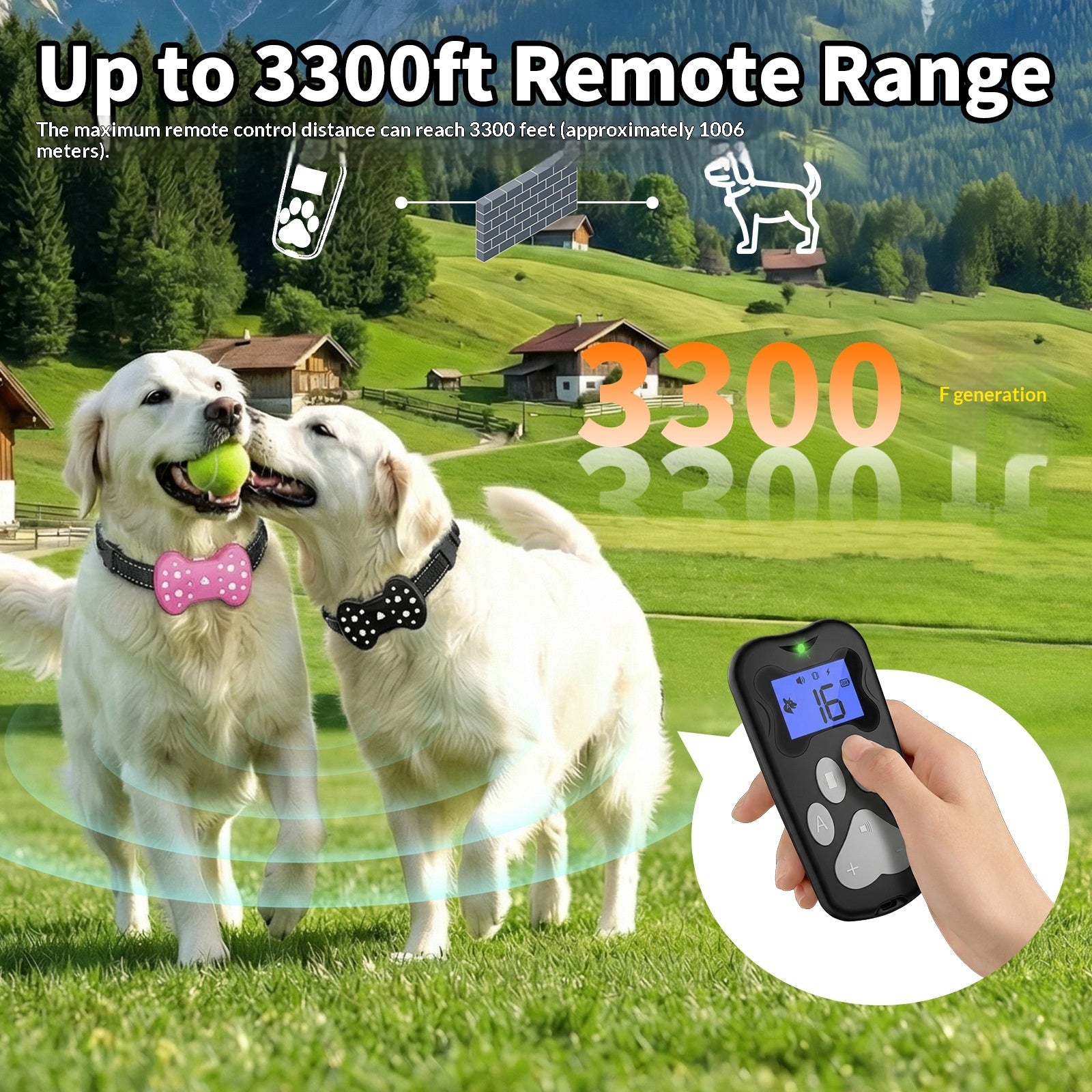 Électrique-choc d'entraînement à distance chien appareil rechargeable étanche longue portée ultrasonic Ba