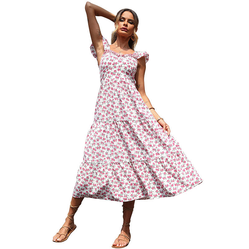 Robe florale sans manches pour femmes