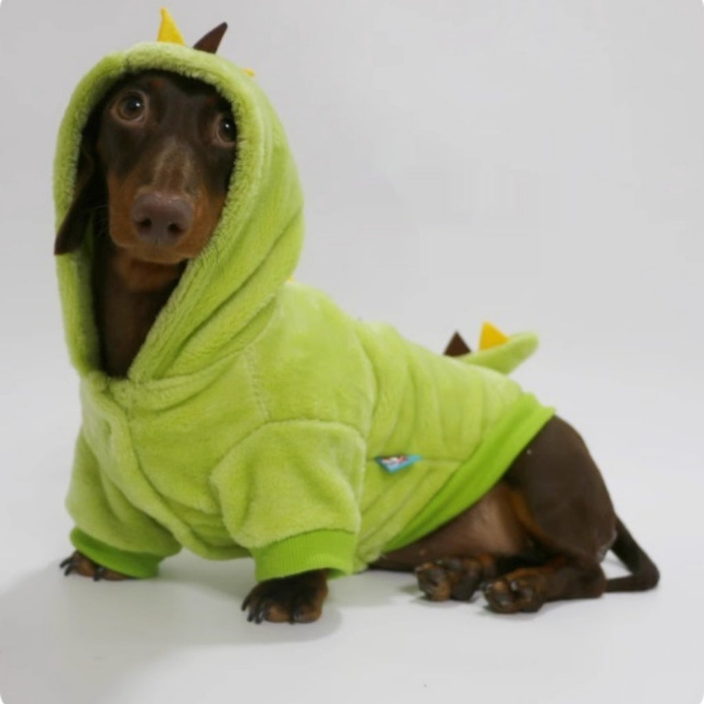Halloween Crossdressing Little Dinosaur Double face avec sweat à capuche thermique Velvet