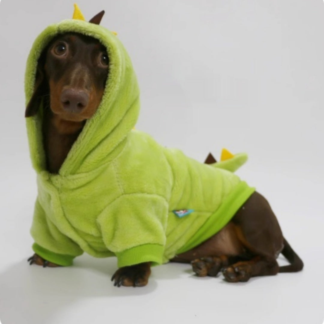 Halloween Crossdressing Little Dinosaur Double face avec sweat à capuche thermique Velvet