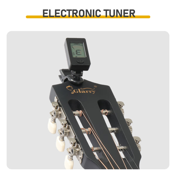 Guitare acoustique ronde noir mat de 38 pouces avec des pics