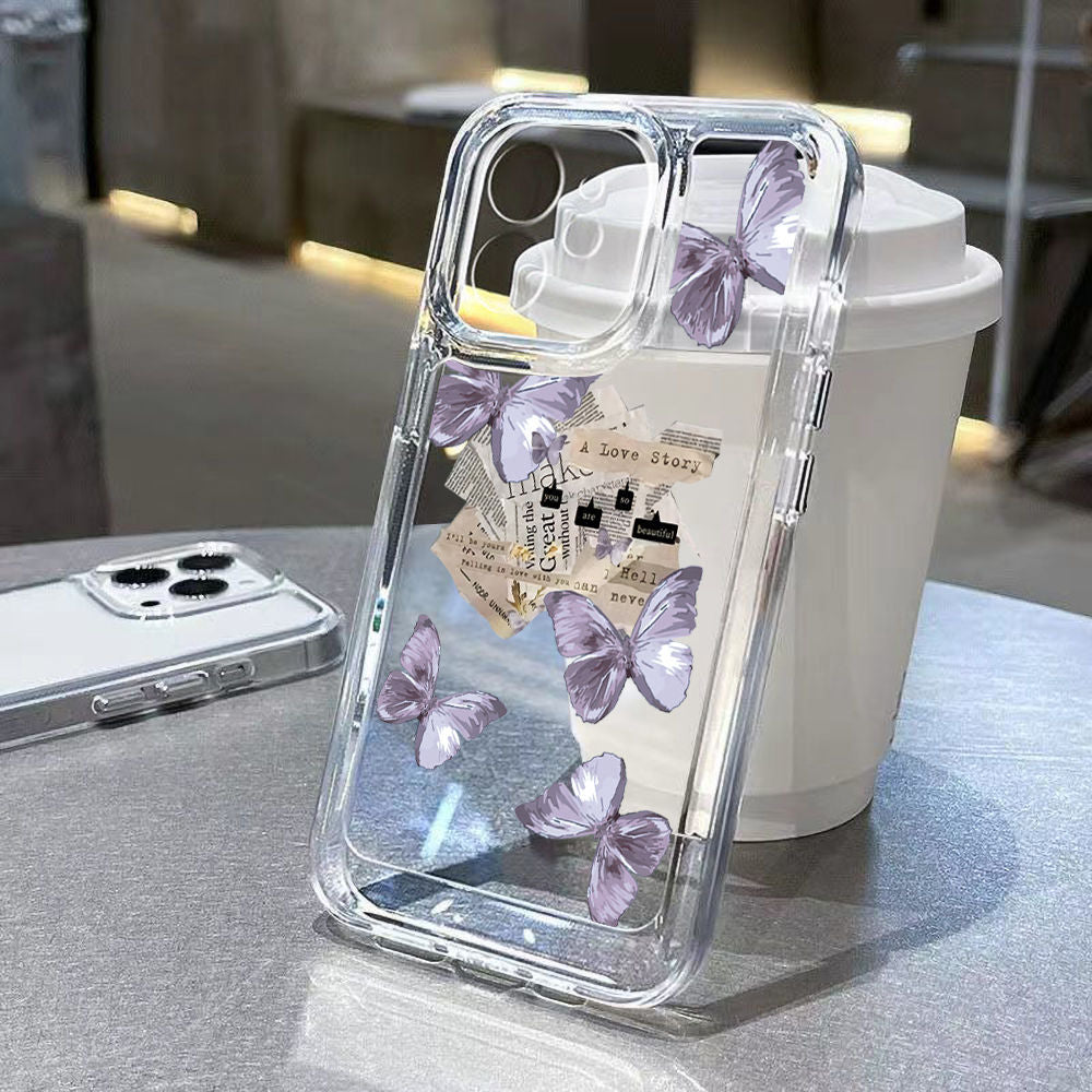 Ins Style Purple Butterfly boîtier de téléphone en silicone