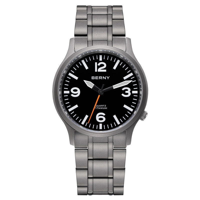 Bernie Hommes Imperméable Haute Lumineuse Titane Alliage Montre Quartz
