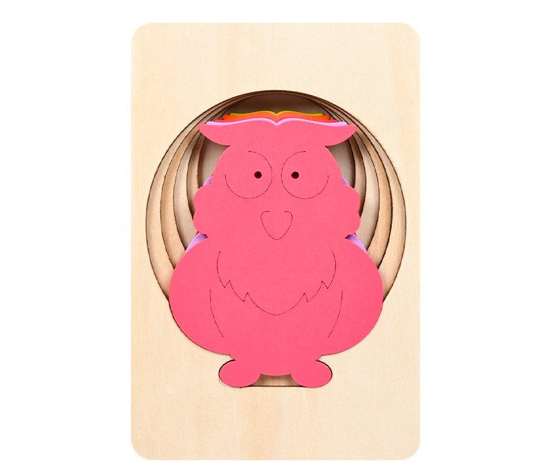 Modèle de Puzzle 3D en bois d'animal multicouche pour enfants