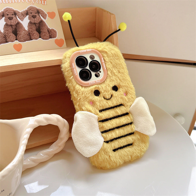 En peluche Cartoon Bee Lens Bracket Téléphone Case
