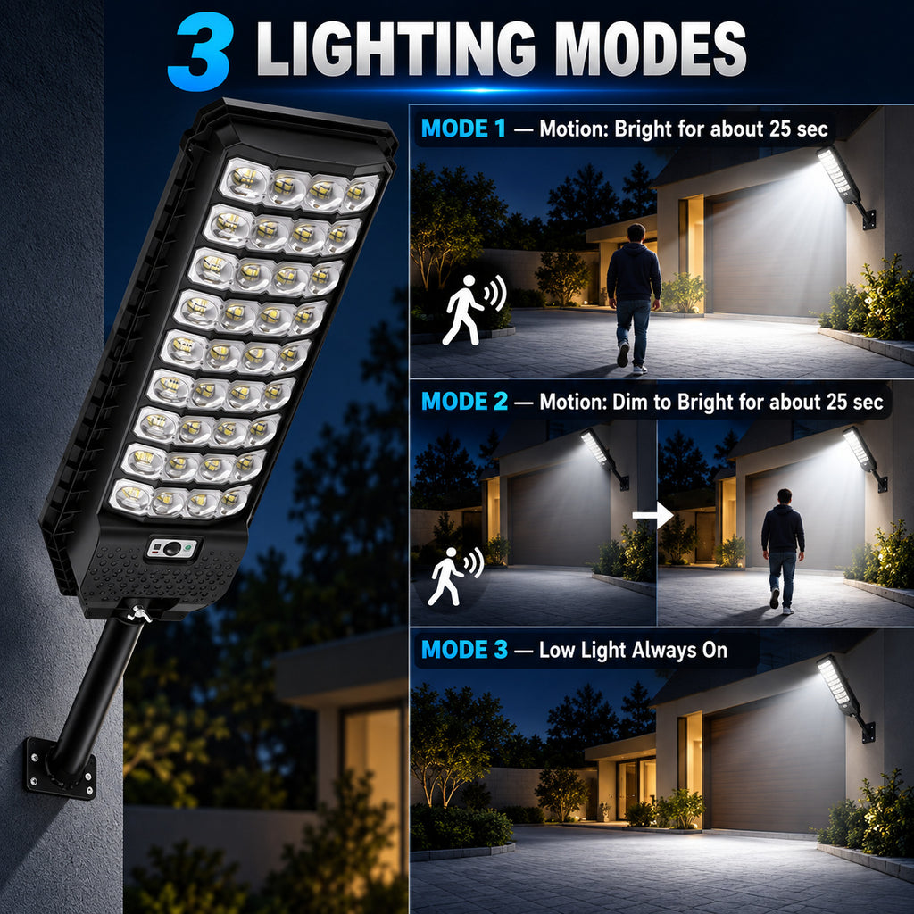 Solar Powered Motion Sensor Outdoor Light W7208 9 Noir pour Garden Yard Street Wall LED