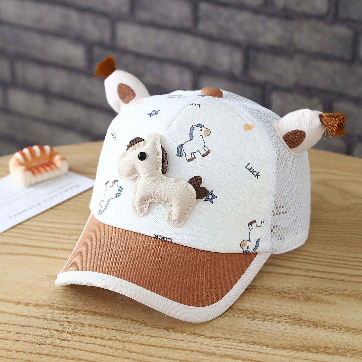 Chapeau d'été pour enfants en peluche de poney tissu respirant protection solaire Casquette de baseball