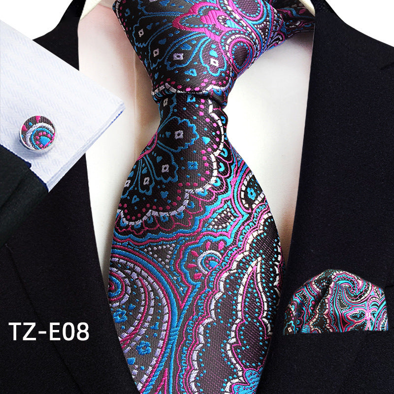 Paisley Tie Square Scarf Pocket Square Cufflinks Ensemble de trois pièces