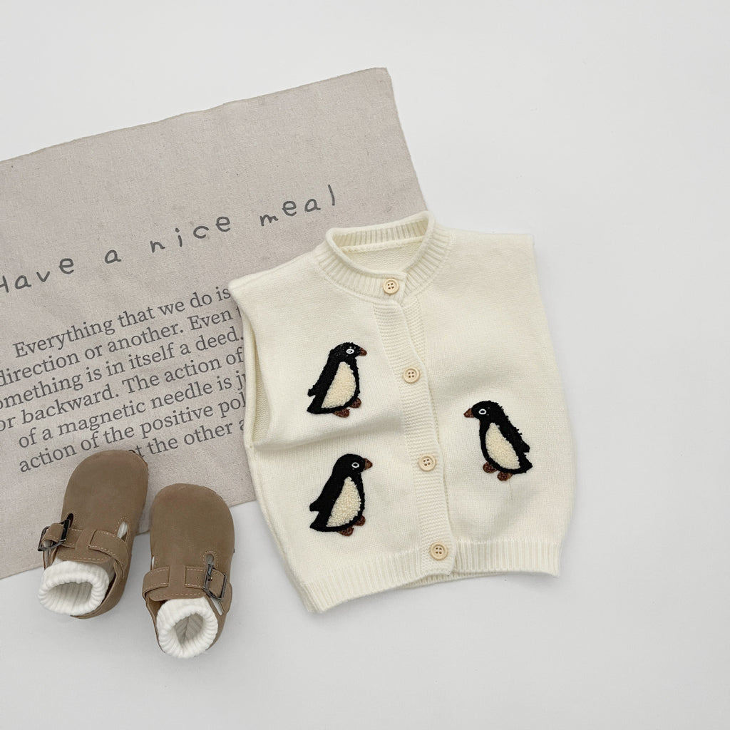 Top brodé en tricot épais pour jeunes enfants