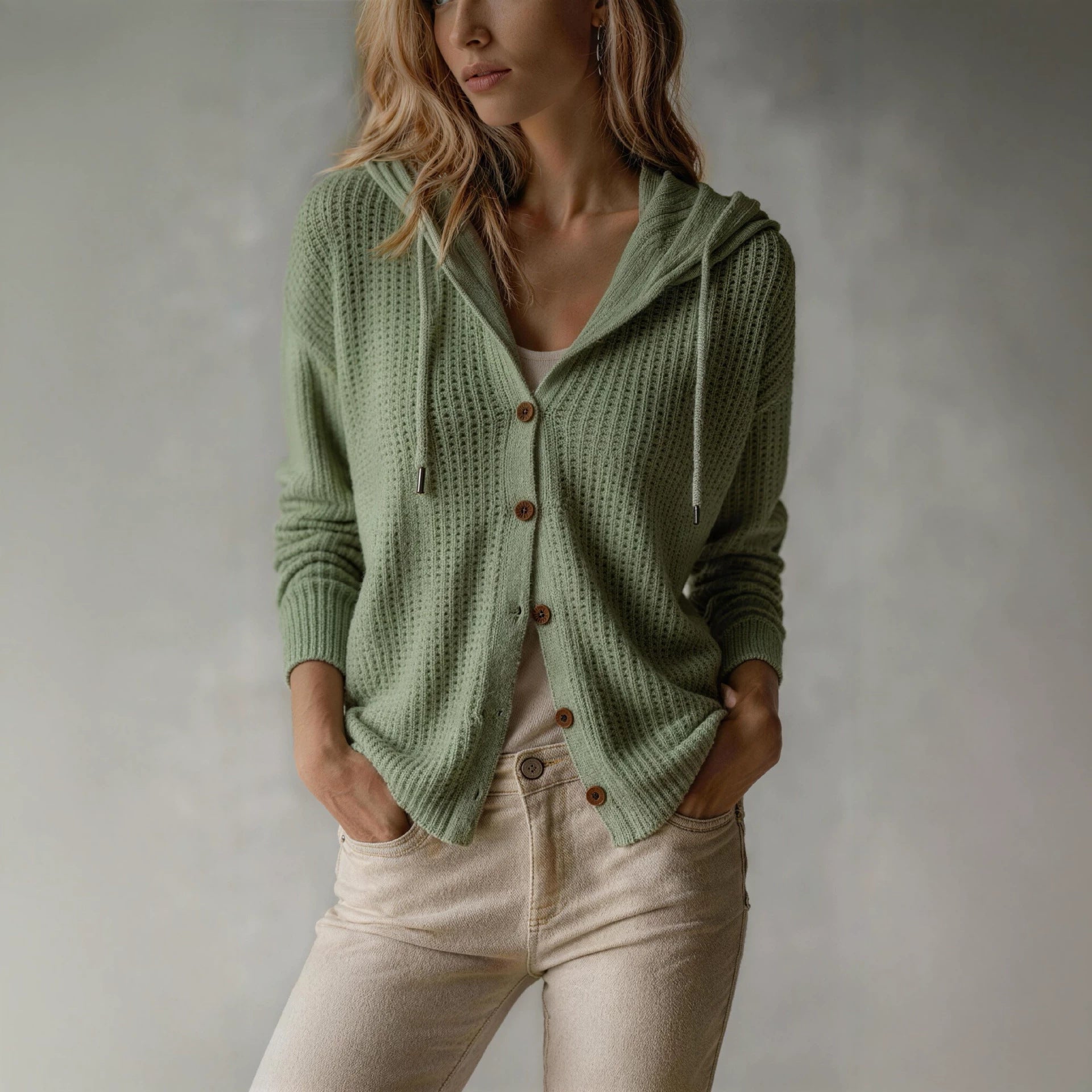 Manteau de cardigan à capuchon pour femmes