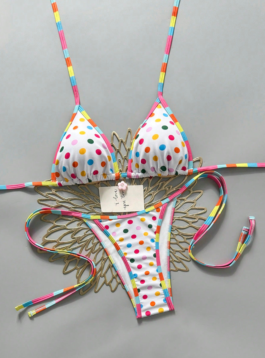 Maillot de bain bicolore imprimé pour femmes
