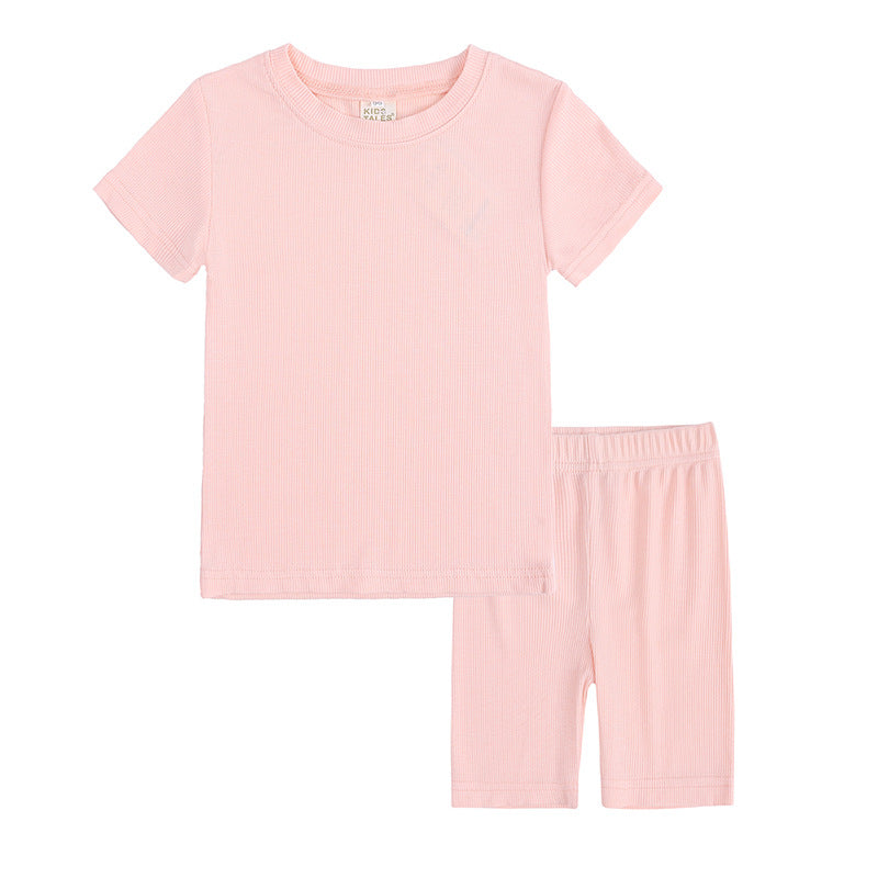 Solid Color Short Sleeve T-Shirt Two-Piece Set