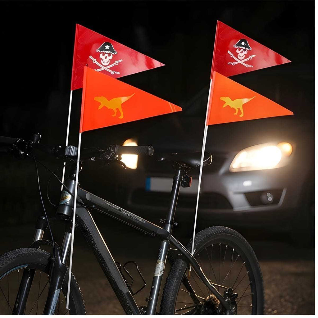 Set de drapeau réfléchissant de vélo – 2 modèles comprenant 5 pôles pour une meilleure visibilité pendant le cycle