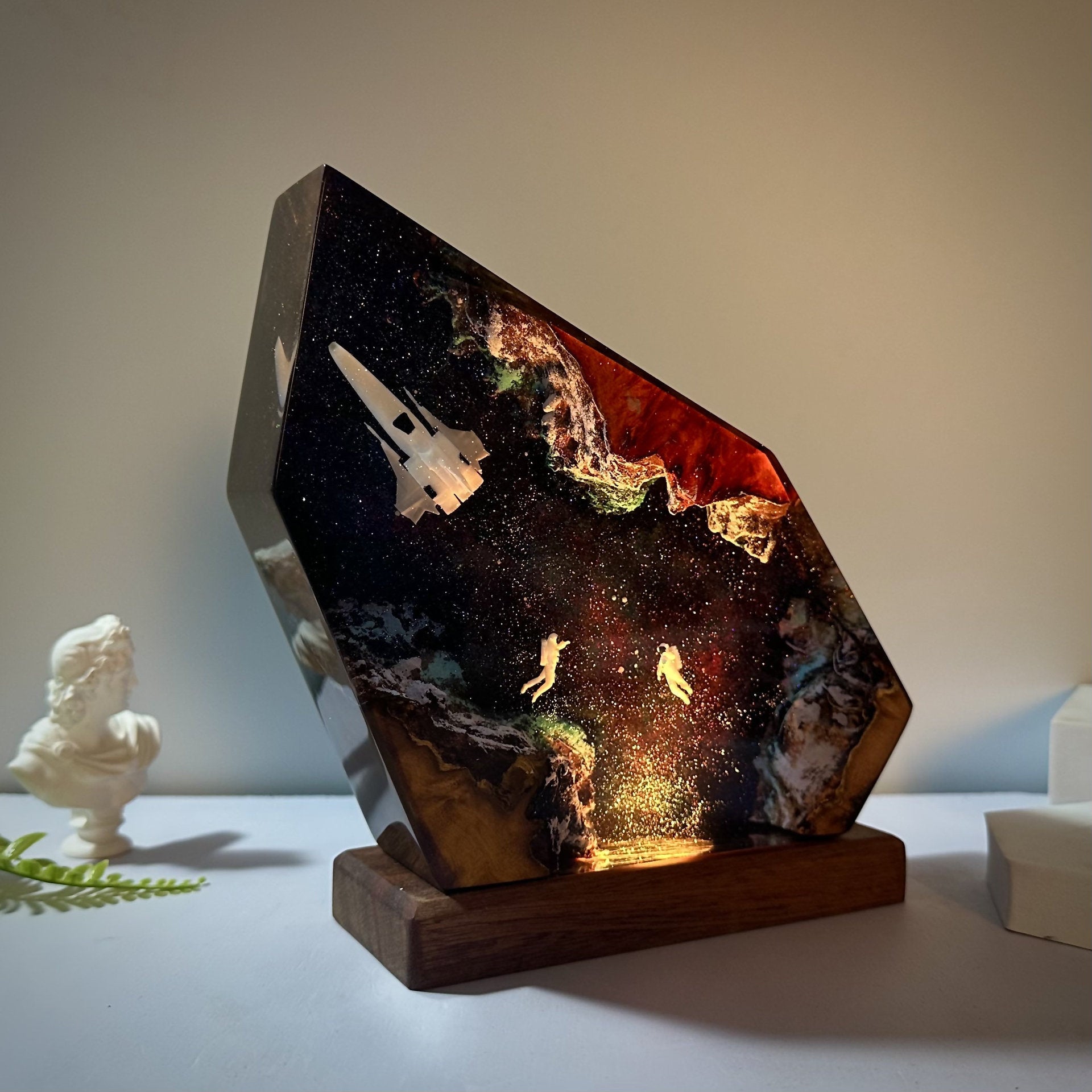 Astronaute Interstellaire Résine Lampe Universe Galaxy
