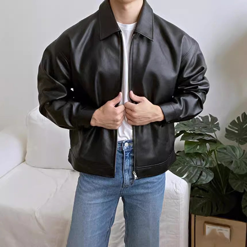 Leather Casual Baseball Uniforme Veste de Moto