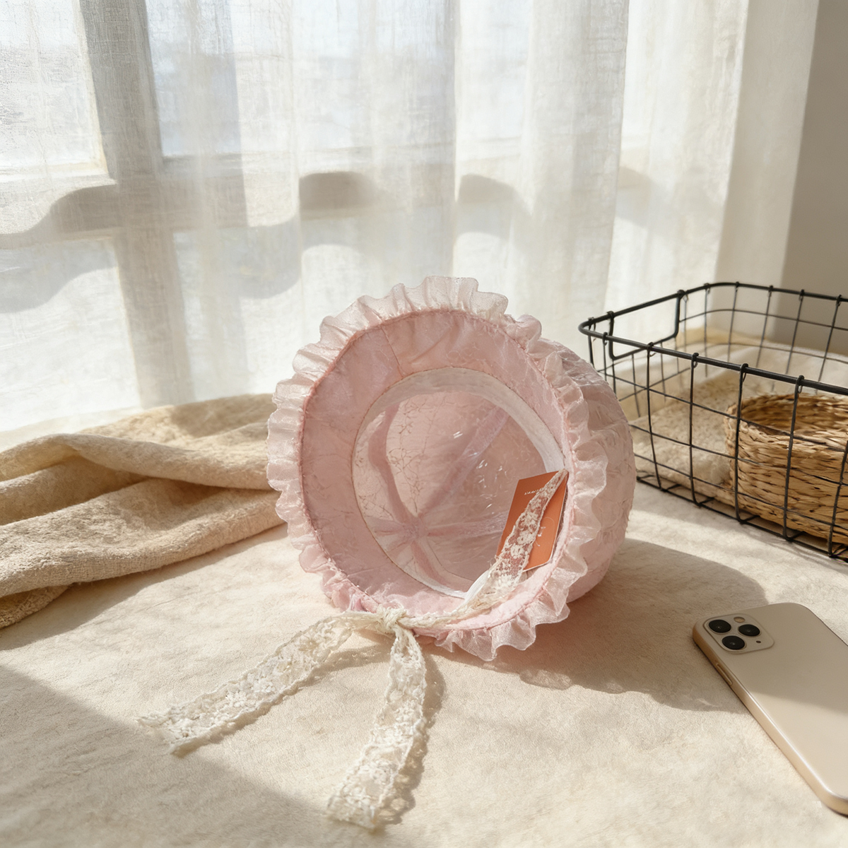 Chapeau de protection en dentelle de couleur unie de couleur pour enfants avec lumière et délice