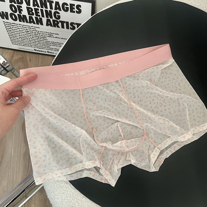 Leopard-print Entièrement transparent Crotch Breathable Short