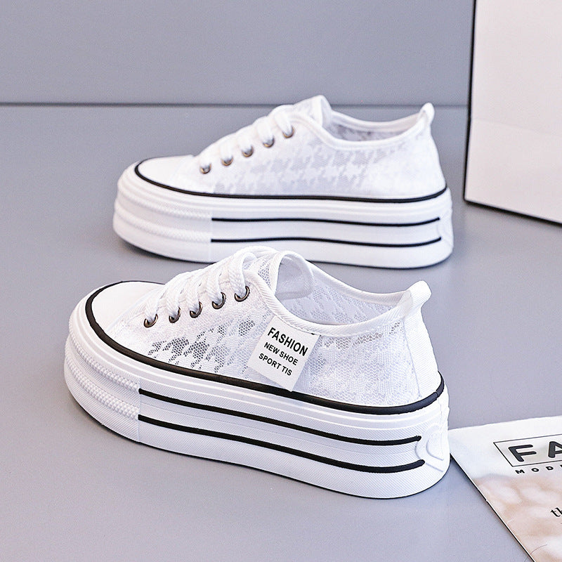 Femmes d'été Breathable Dentelle Mesh Chaussures avec 5cm de semelle épaisse pour augmenter la hauteur