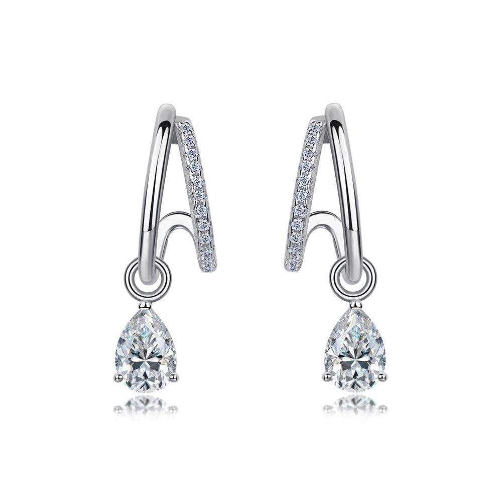 S925 Boucles d'oreilles à double boucle en argent sterling