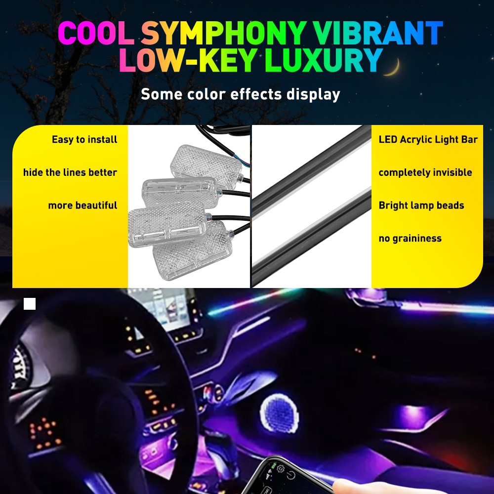 10in1 Full LED perles Symphony Dream voiture d'intérieur éclairage ambiant sans fil Kit
