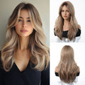 Simulation de bangs naturels à huit caractères Long Curly Wig Cap