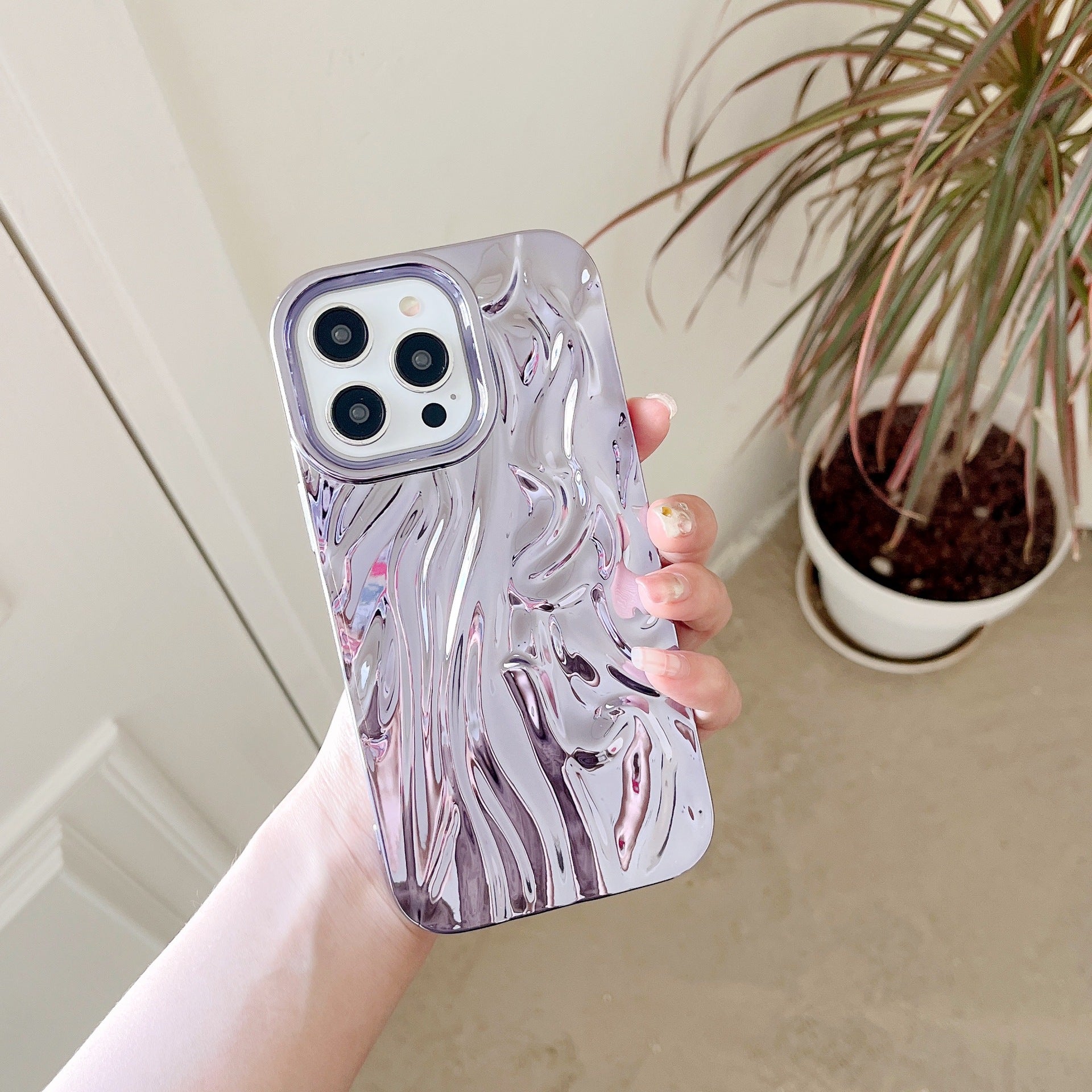 Étui de téléphone souple à motif plissé en trois dimensions