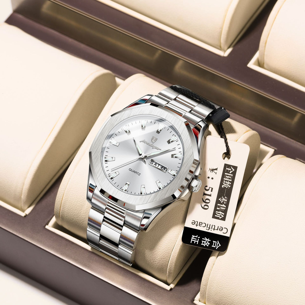 Montre Quartz en acier pour hommes
