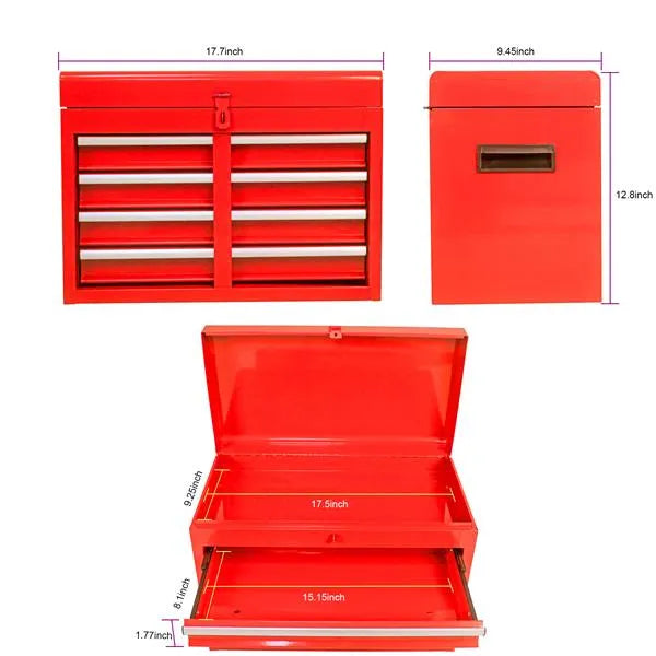 Poitrine à 5 tiroirs amovible avec armoire inférieure et une plate-forme réglable--Red